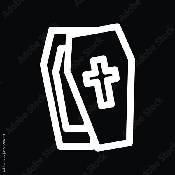 Obraz Coffin with cross Halloween vector illustration