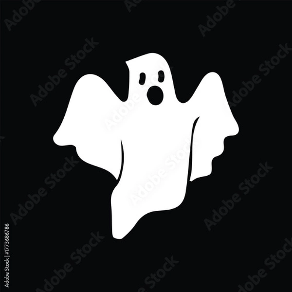 Obraz Flying ghost silhouette Halloween vector illustration