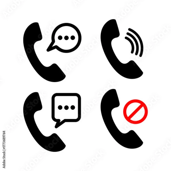 Fototapeta collection of phone icons with notifications