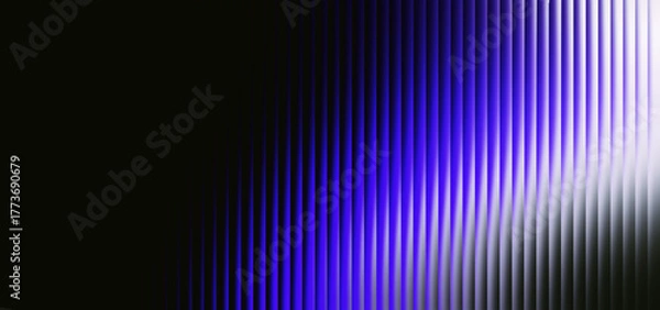 Obraz Purple-blue diagonal glow through vertical ribs, dramatic atmospheric abstract background