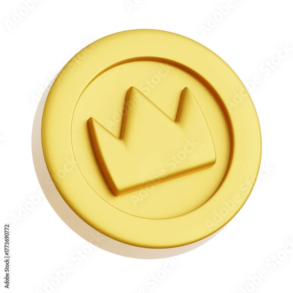 Obraz Gold coin with crown symbol for success and reward
