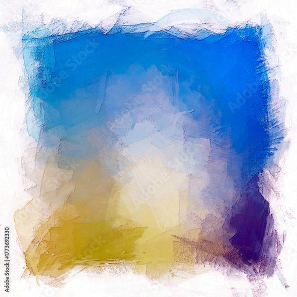 Fototapeta yellow mint green, purple, sandy white to blue blended abstract tick brush stroke effect blended shadow illustration of a colorful background in gradient grunge style
	
