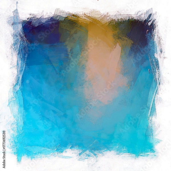 Fototapeta yellow mustard, purple blue, beige to sea blue blended abstract tick brush stroke effect blended shadow illustration of a colorful background in gradient grunge style