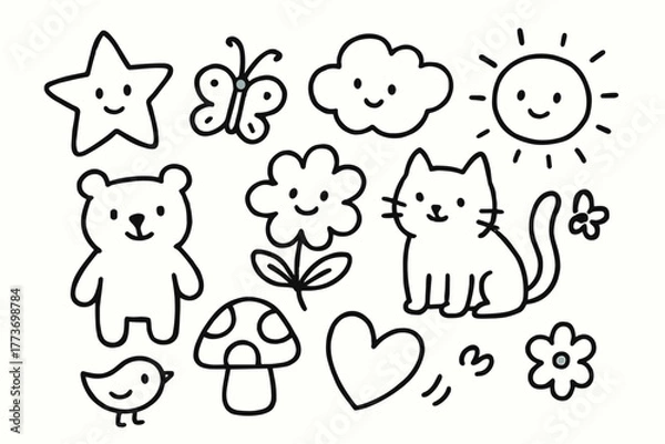 Obraz handdrawn cute doodle style creation vector line illustration