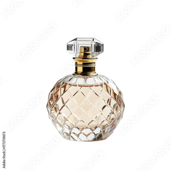 Fototapeta Elegant perfume bottle with gold accent isolated on black background isolated on white background isolated on transparent background