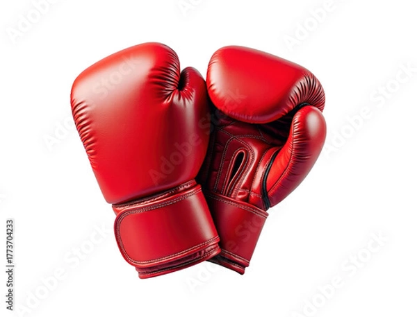 Fototapeta Pair of red boxing gloves isolated on black background isolated on white background isolated on transparent background