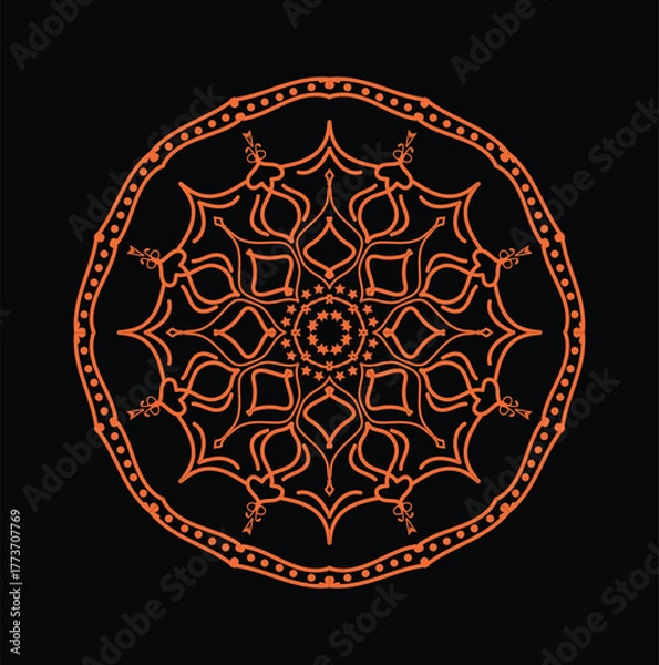 Fototapeta Decorative ornamental round lace pattern with a floral mandala design for a vintage card or wallpaper illustration