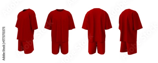 Fototapeta Oversized T-Shirt and Shorts Mockup Set. Front, Side, Back