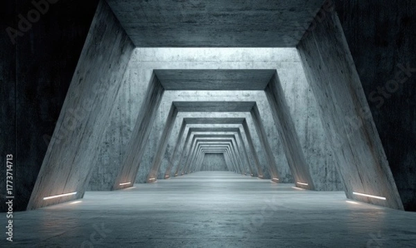 Obraz Empty concrete tunnel with light