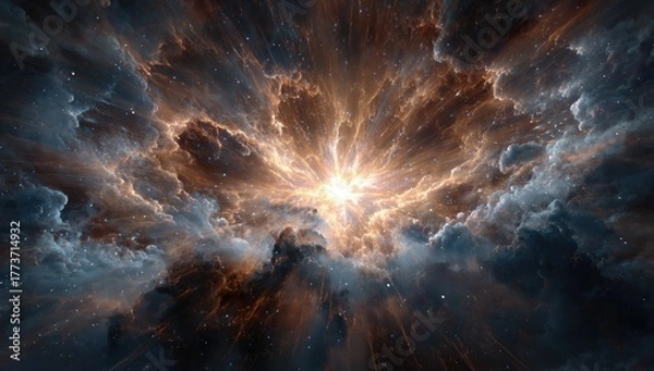 Fototapeta Cosmic explosion through clouds