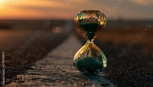 Fototapeta Hourglass on a road at sunset (4)