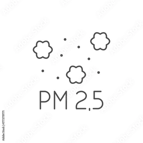 Fototapeta PM 2.5 particles line outline icon