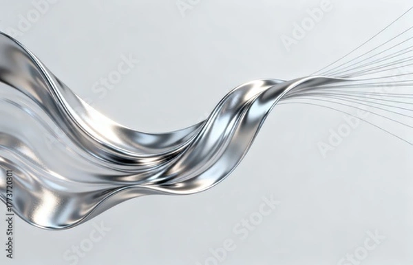 Fototapeta The metallic texture of the ribbon elegantly swings against a solid color background