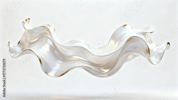 Fototapeta The metallic texture of the ribbon elegantly swings against a solid color background