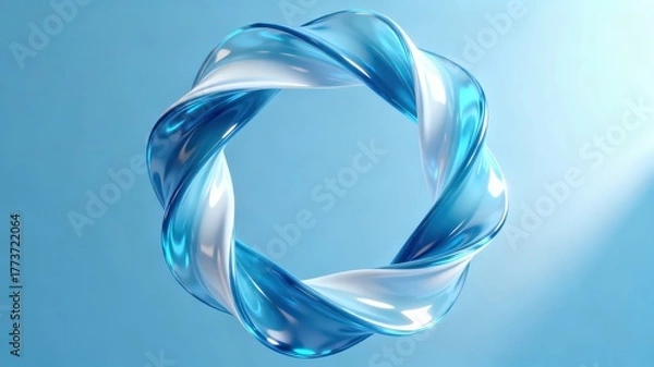 Fototapeta The metallic texture of the ribbon elegantly swings against a solid color background