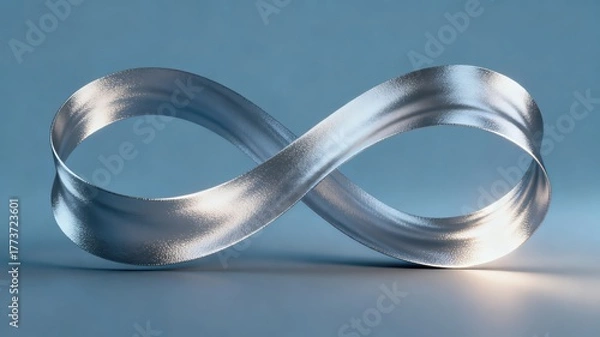 Fototapeta The metallic texture of the ribbon elegantly swings against a solid color background