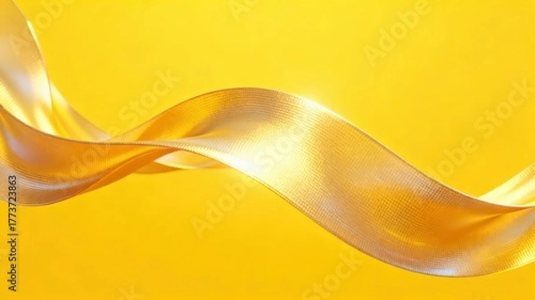 Fototapeta The metallic texture of the ribbon elegantly swings against a solid color background
