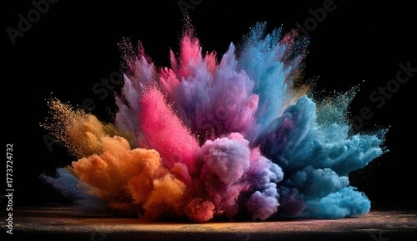 Obraz Colorful powder explosion on dark background