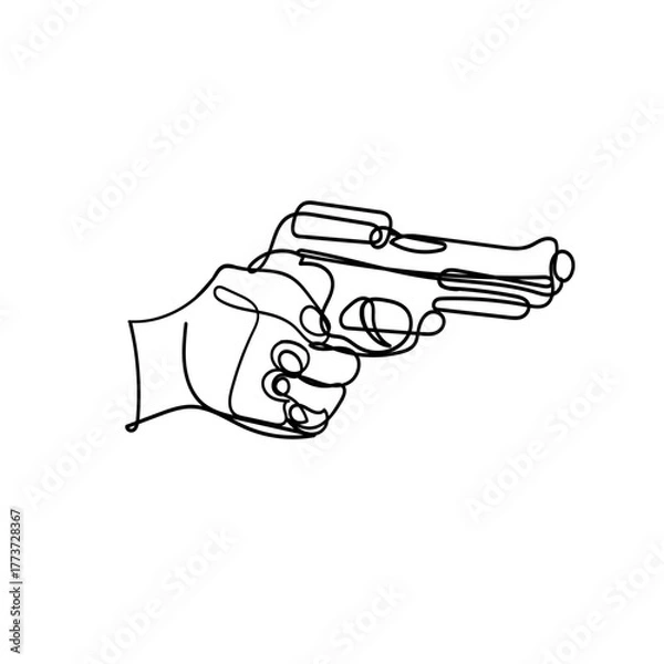 Obraz continuous line drawing hand gun