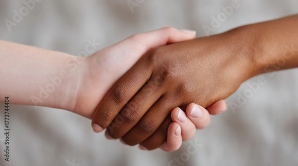 Fototapeta Compassionate young caregiver assisting senior woman with kindness in a comfortable home environment