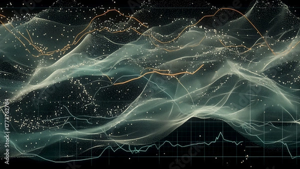 Obraz ビッグデータの可視化と解析の抽象的な背景
