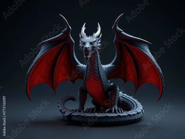 Fototapeta red dragon vector illustration