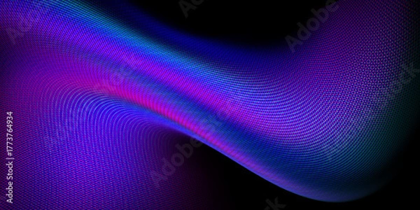 Fototapeta elegant Purple Pink fine mesh pattern and Blue Green grid with moiré or raster effect on dark black background