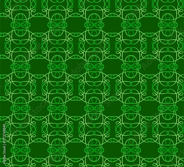 Obraz Green seamless pattern drawn in line style