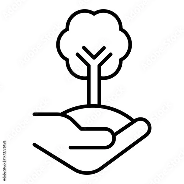 Fototapeta Reforestation Icon. Vector Line Icon