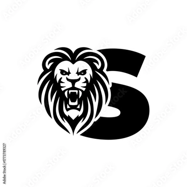 Obraz Letter S with Roaring lion head logo vector 
