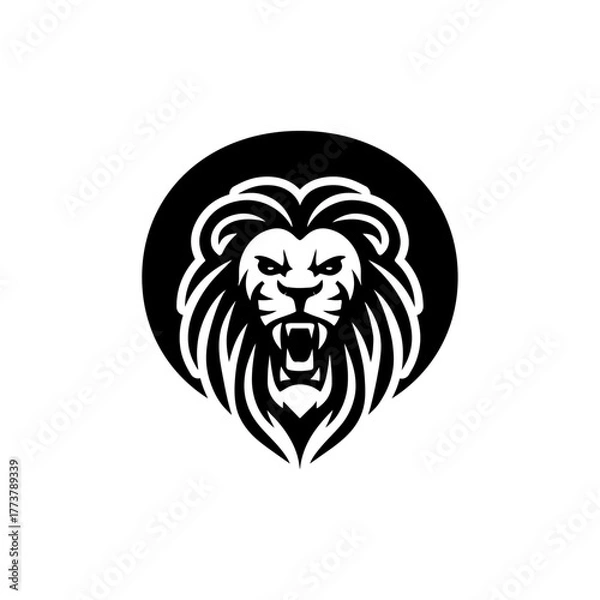 Obraz Letter O with Roaring lion head logo vector