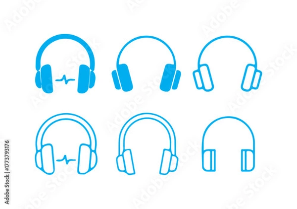 Fototapeta Headphone icon set. Customer support web and mobile app. headphone sign. Headphone music icon. deal for business, office, or remote work icon. vector illustration eps 10