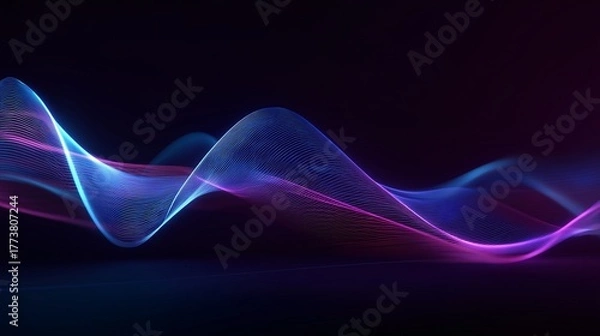 Obraz Futuristic Neon Light Wave Flow Background