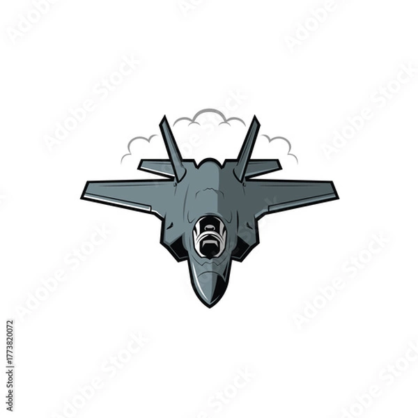 Fototapeta Modern Military Fighter Jet Vector Illustration Isolated in White Background