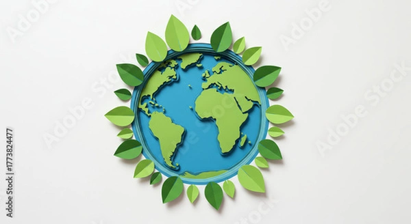 Obraz Earth surrounded by green leaves symbolizing environment and sustainability
