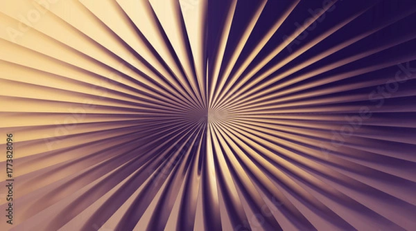Fototapeta Abstract background with symmetrical radiating fins creating a fan effect with a gold to purple gradient.