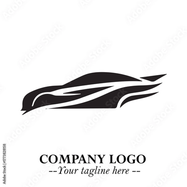 Fototapeta Car Running Fast Logo Symbol in Black on the White Background with Dynamic Speed Design