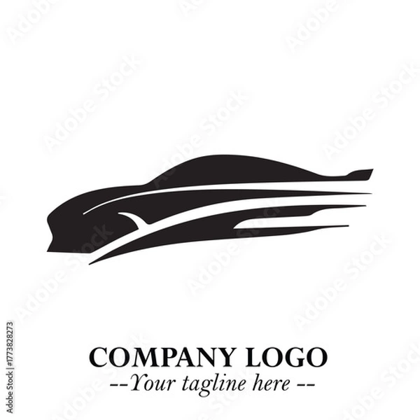 Fototapeta Car Running Fast Logo Symbol in Black on the White Background with Dynamic Speed Design