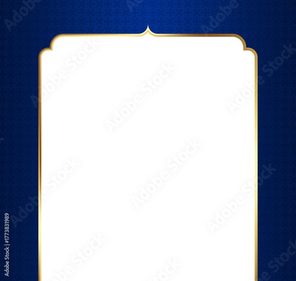 Fototapeta Blue and Gold Islamic Arch Frame Illustration