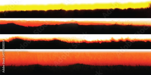 Fototapeta Photo Film Frame Burn Edges Colour Collection Number Eight as Modern Analog Devices Style Template - Fiery Orange Red and Yellow on White Background - Retro Graphic Design