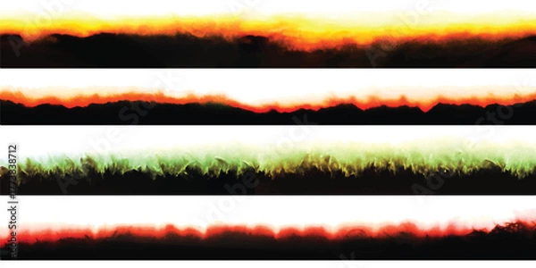 Fototapeta Photo Film Frame Burn Edges Colour Collection Number Seven as Modern Analog Devices Style Template - Fiery Orange Red and Yellow on White Background - Retro Graphic Design