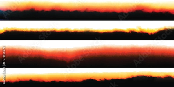 Fototapeta Photo Film Frame Burn Edges Colour Collection Number Ten as Modern Analog Devices Style Template - Fiery Orange Red and Yellow on White Background - Retro Graphic Design