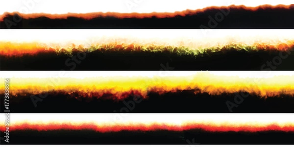 Fototapeta Photo Film Frame Burn Edges Colour Collection Number Six as Modern Analog Devices Style Template - Fiery Orange Red and Yellow on White Background - Retro Graphic Design