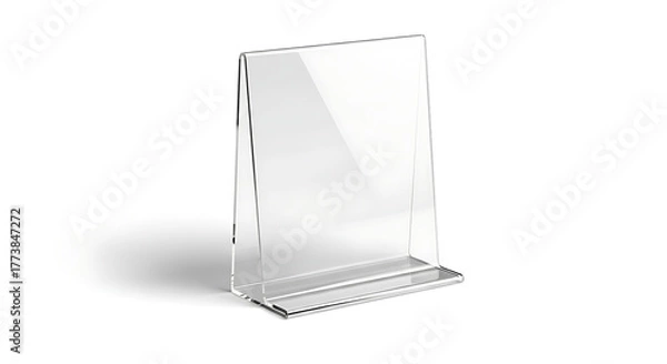 Fototapeta Clear acrylic sign holder with white background isolated for display purposes in stores or offices