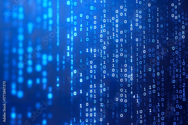 Fototapeta Binary Code in Blue Digital Background