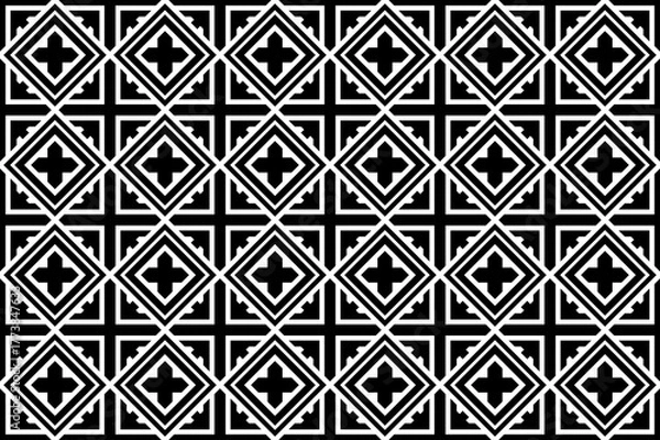 Fototapeta Seamless rug, carpet geometric monochrome pattern.