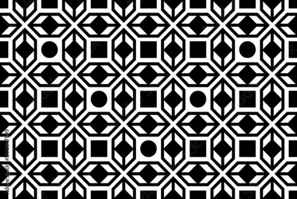 Obraz Seamless rug, carpet geometric monochrome pattern.