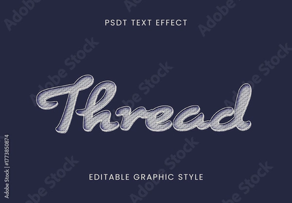 Obraz Beige And Gray Stitch Embroidery Text Effect Script Fabric Font