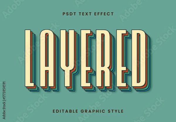 Obraz Colorful Retro Layered Text Effect Vintage 3D Font