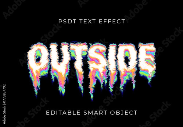 Obraz Multicolor Trippy Swirl Liquid Psychedelic Text Effect Distorted Glitch Horror Melt Font